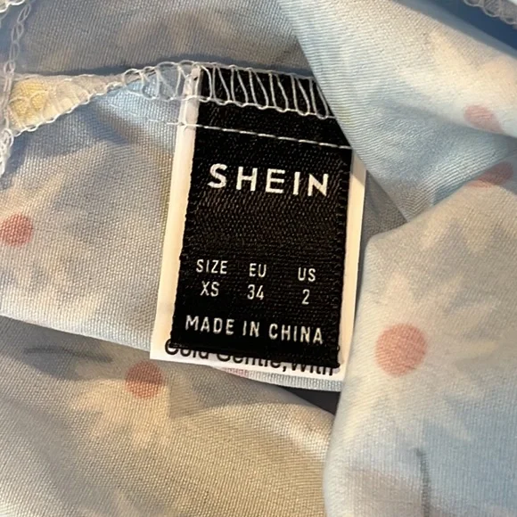 Long Sleeve Floral Crop Top Blouse with Tie Blue Red Yellow - Picture 9 of 10